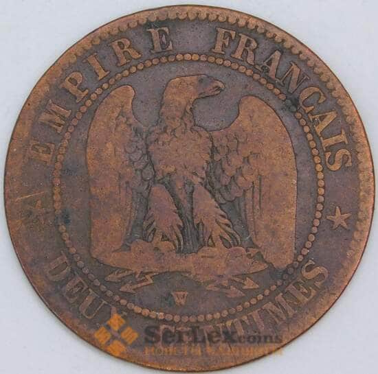 Франция 2 сантима 1855 W КМ776 VG арт. 57306