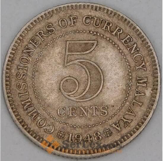Малайя 5 центов 1948 КМ7 VF арт. 52778