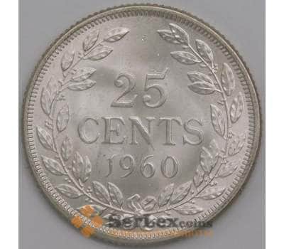 Либерия монета 25 центов 1960 КМ16 UNC арт. 42716