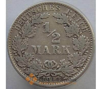 Монета Германия 1/2 марки 1911 D КМ17 VF Серебро (J05.19) арт. 14998