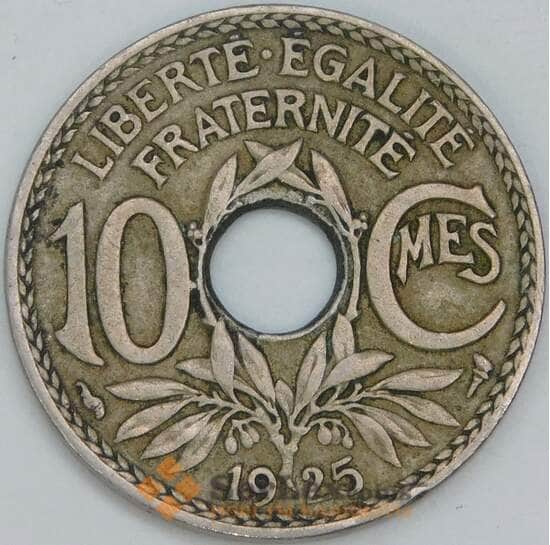 Франция 10 сантимов 1925 КМ866a VF арт. 57035