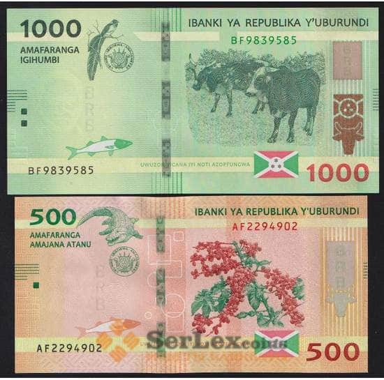 Бурунди набор банкнот 500 и 1000 франков (2 шт.) 2018 2021 UNC арт. 43691