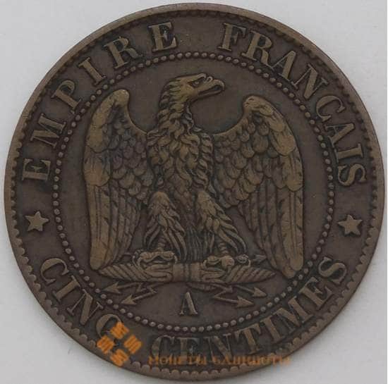 Франция 5 сантим 1861 А КМ797 VF+ арт. 28881