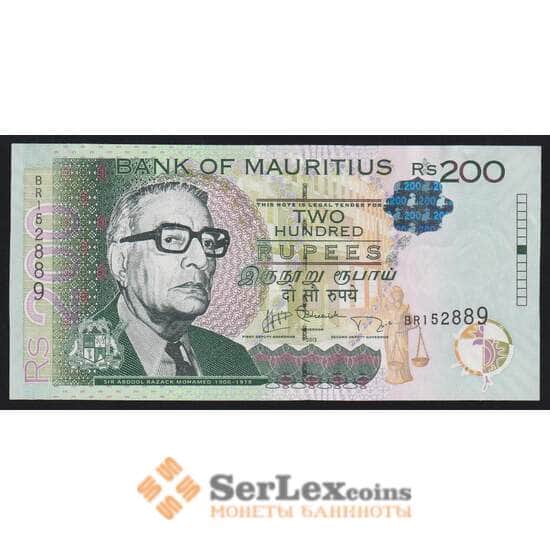 Маврикий 200 рупий 2013 Р61b UNC арт. 53207