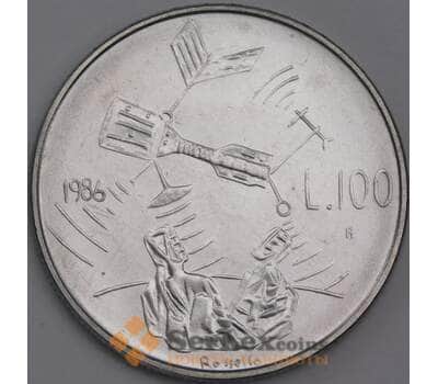 Сан-Марино монета 100 лир 1986 КМ193 UNC Эволюция технологий арт. 42890