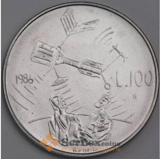 Сан-Марино монета 100 лир 1986 КМ193 UNC Эволюция технологий арт. 42890