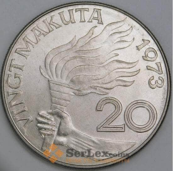 Заир 20 макута 1973 КМ8 UNC арт. 12594 Заир 20 макута 1973 КМ8 UNC арт. 12594