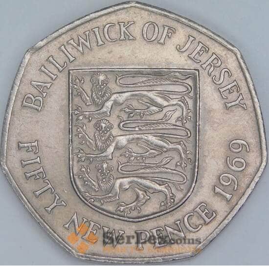 Джерси 50 пенсов 1969 КМ34 XF арт. 38105