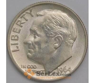 Монета США 10 центов дайм 1964 КМ195 BU MS штемпельный блеск арт. 39870