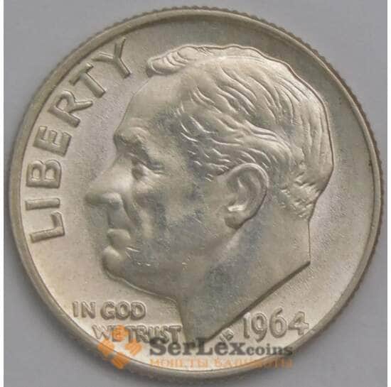США 10 центов дайм 1964 КМ195 BU MS штемпельный блеск арт. 39870