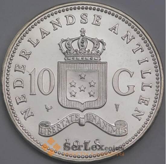 Нидерландские Антиллы монета 10 гульденов 1978 КМ20 Proof  арт. 42901