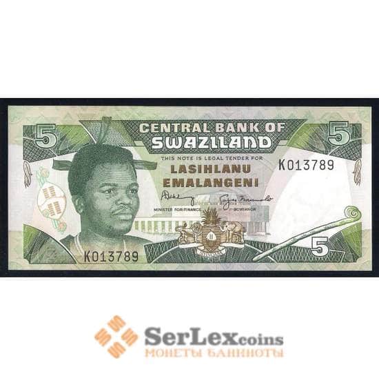 Свазиленд банкнота 5 эмалангени 1994 Р19b UNC  арт. 42489