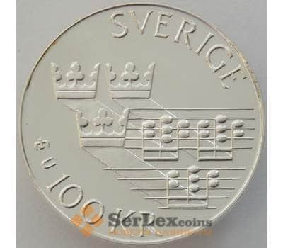 Монета Швеция 100 крон 1985 КМ865 BU Серебро Год музыки (J05.19) арт. 16639