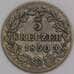 Германия - Вюртемберг монета 3 крейцера 1850 КМ591 VF арт. 43232