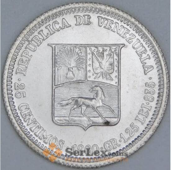 Венесуэла 25 сентимо 1960 Y35а UNC арт. 56723