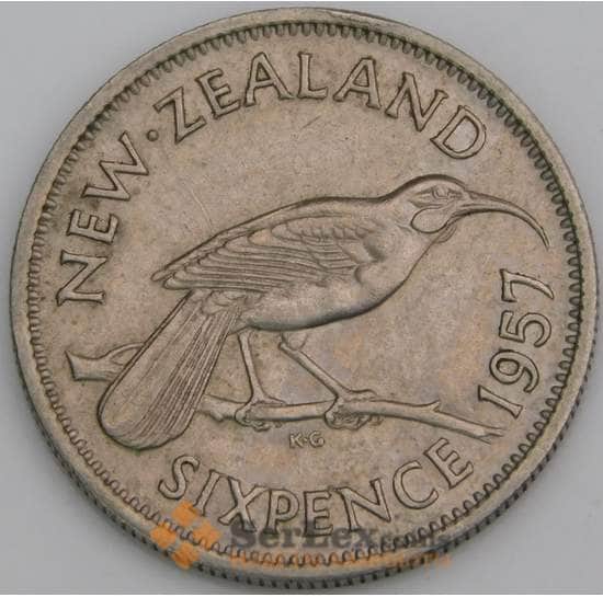 Новая Зеландия 6 пенсов 1957 КМ26 XF арт. 46592