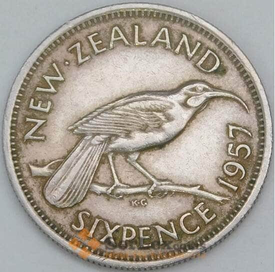 Новая Зеландия 6 пенсов 1957 КМ26 XF арт. 46592