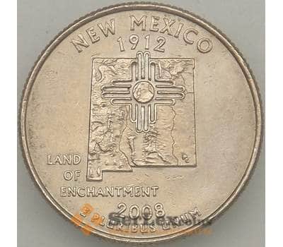 Монета США 25 центов 2008 P КМ422 XF Нью Мексика арт. 18903