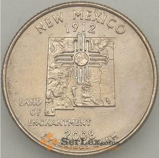 США 25 центов 2008 P КМ422 XF Нью Мексика арт. 18903