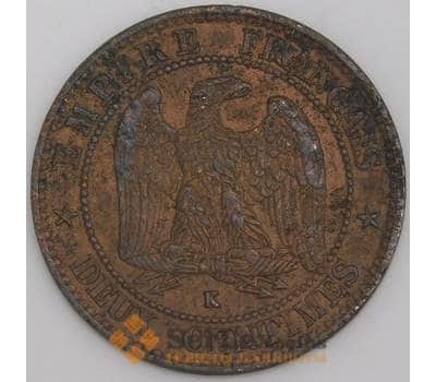 Франция монета 2 сантима 1862 K КМ796 F арт. 45796