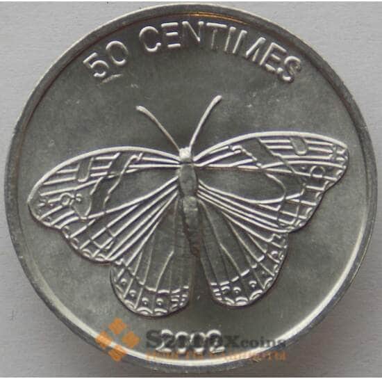 Конго 50 сантимов 2002 КМ80 UNC (J05.19) арт. 15466