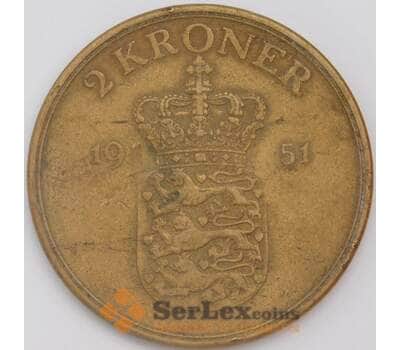 Монета Дания 2 кроны 1951 КМ838 VF арт. 38915