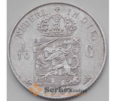 Монета Нидерландская Восточная Индия 1/10 гульдена 1907 КМ309 AU Серебро арт. 14593