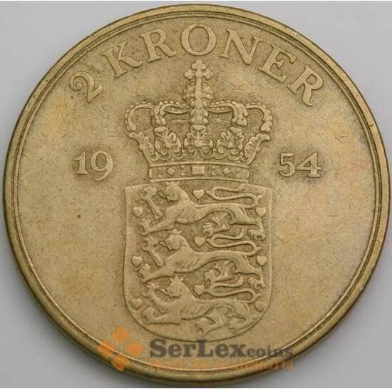 Дания монета 2 кроны 1954 КМ838 XF арт. 49511