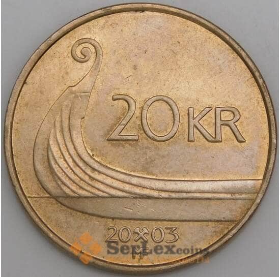 Норвегия монета 20 крон 2003 КМ453 XF арт. 47235