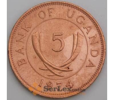 Уганда монета 5 центов 1974 КМ1 XF арт. 46346