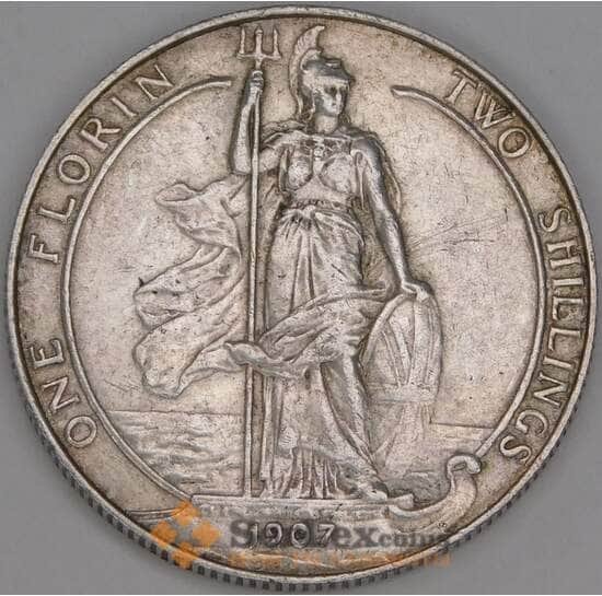 Великобритания 2 шиллинга флорин 1907 КМ801 XF арт. 53129