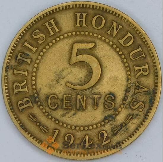 Гондурас Британский 5 центов 1942 КМ22а VF арт. 57197
