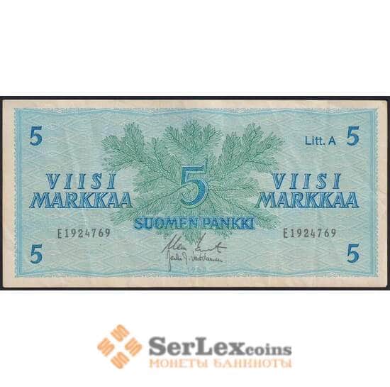 Финляндия банкнота 5 марок 1963 Р103 VF арт. 48245