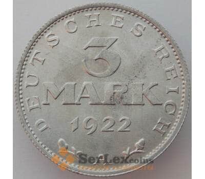 Монета Германия 3 марки 1922 А КМ28 UNC Блеск (J05.19) арт. 16600
