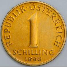 Австрия 1 шиллинг 1990 КМ2886 Proof арт. 57438