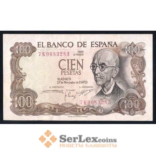 Испания банкнота 100 песет 1970 Р152 XF арт. 42557