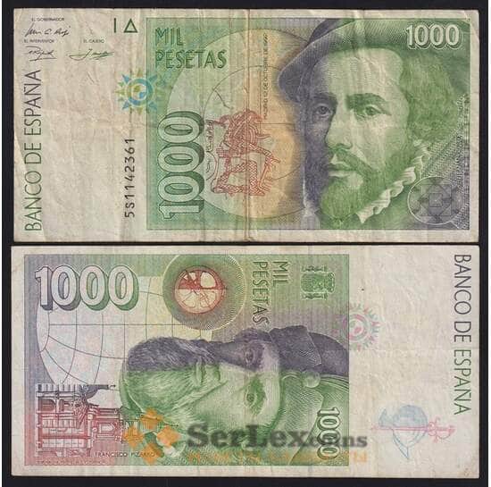 Испания банкнота 1000 песет 1992 Р163 F арт. 41828