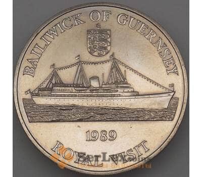 Монета Гернси 2 фунта 1989 BU Королевский визит (n17.19) арт. 21106