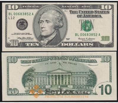 США банкнота 10 долларов 1999 Р506 AU L12 Сан-Франциско арт. 48383