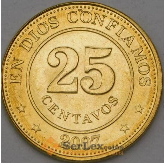 Никарагуа 25 сентаво 2007 КМ104 UNC арт. 22167