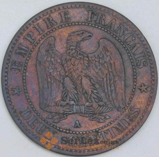 Франция 2 сантима 1862 A КМ796 VF арт. 57017