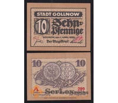 Германия Польша Gollnow 10 пфеннигов 1920 G30.4a UNC арт. 52012