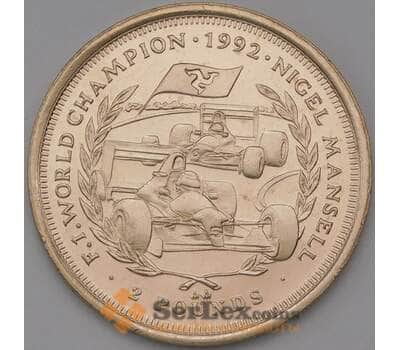 Монета Мэн Остров 2 фунта 1993 КМ344 BU Чемпион Формулы 1 1992 - Найджел Мэнселл арт. 38035