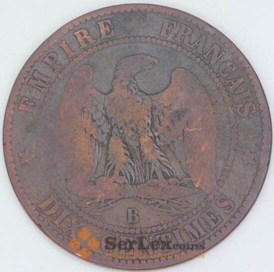 Франция 10 сантимов 1856 B КМ771 VG арт. 56972