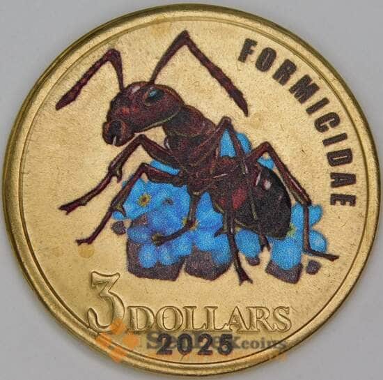 Малаита 3 доллара 2025 Муравей UNC арт. 53552