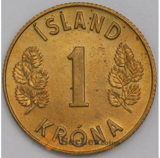 Исландия монета 1 крона 1974 КМ12а UNC арт. 42220