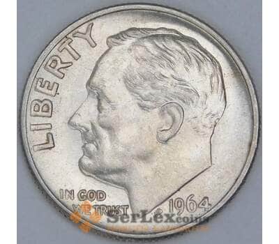 Монета США дайм 10 центов 1964 КМ195 aUNC арт. 12814