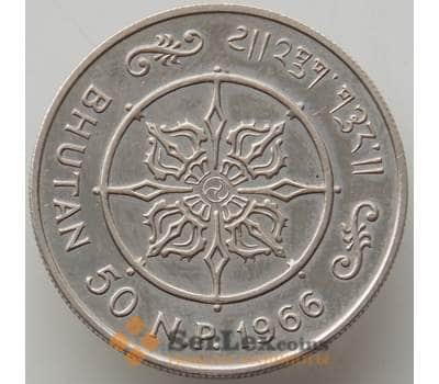 Монета Бутан 50 новых пайс 1966 КМ30 Proof 40 лет выступления на престол арт. 13124
