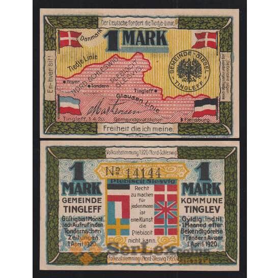 Германия Дания Tingleff 1 марка 1920 Р1325.1а aUNC арт. 51914