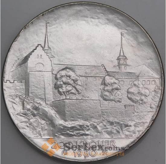 Норвегия монета 200 крон 1980 КМ425 aUNC недочеты гурта арт. 47168